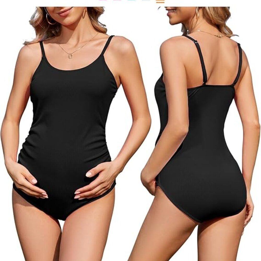 Maternity Swimsuit One Piece Bathing Suit for Women Pregnancy Swim Suit - Picture 2 of 5